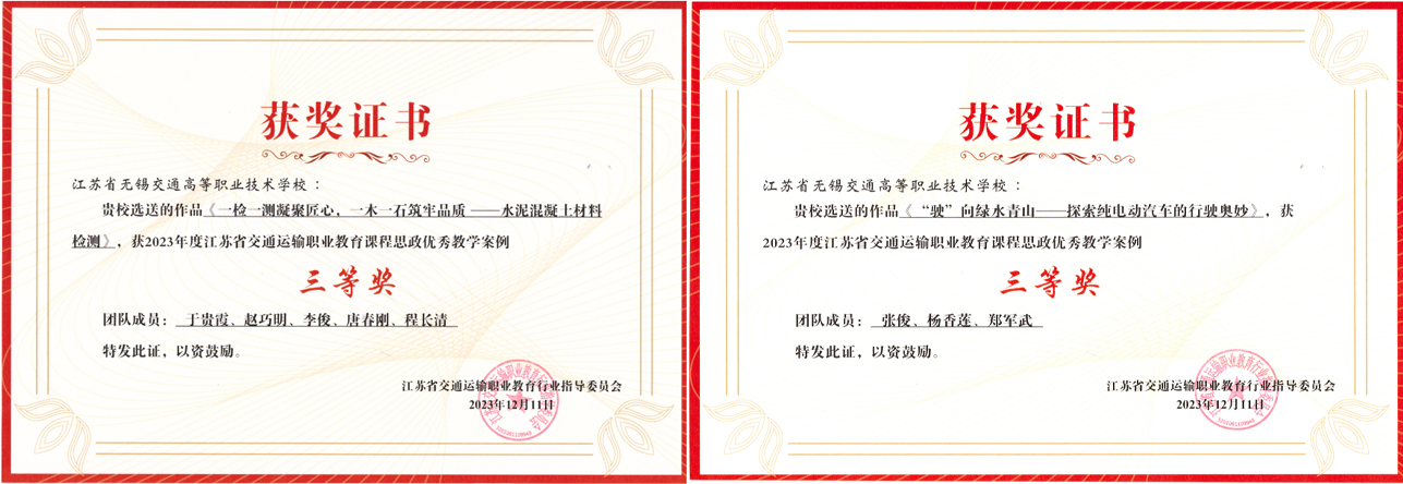 喜報-學(xué)校多項成果在2023年度江蘇省交通運輸職業(yè)教育項目評選中獲獎